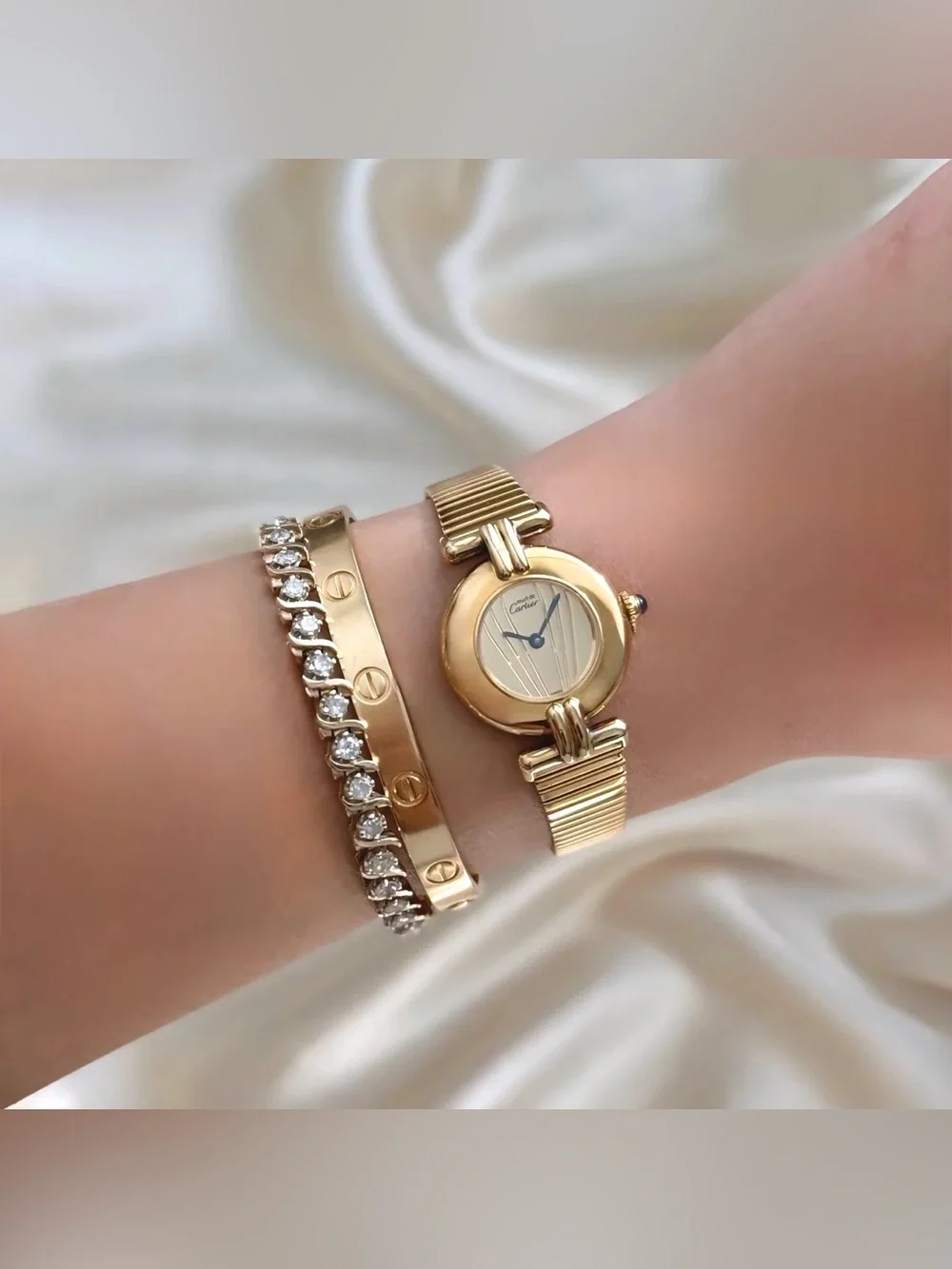 AUTHENTIC RARE VINTAGE CARTIER GOLD WATCH - WITH BOX